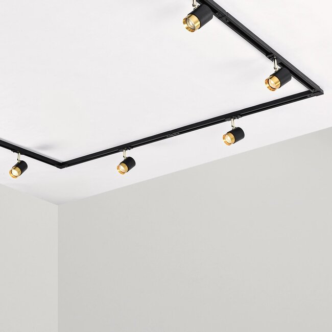 Modern 1.5 metre single-phase track lighting system with Lexi spotlights - spotlights on track