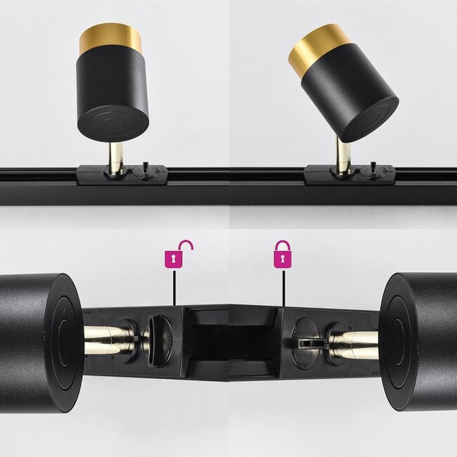 Modern 1.5 metre single-phase track lighting system with Lexi spotlights - spotlights on track