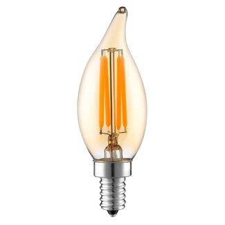 E14 dimmable LED filament candle bulb with Amber glass | 3.5W 2200K