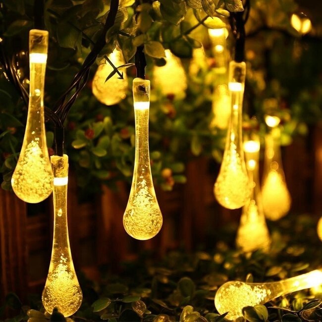 Raindrop-shaped solar string lights 5 metres 50 bulbs - Drippy