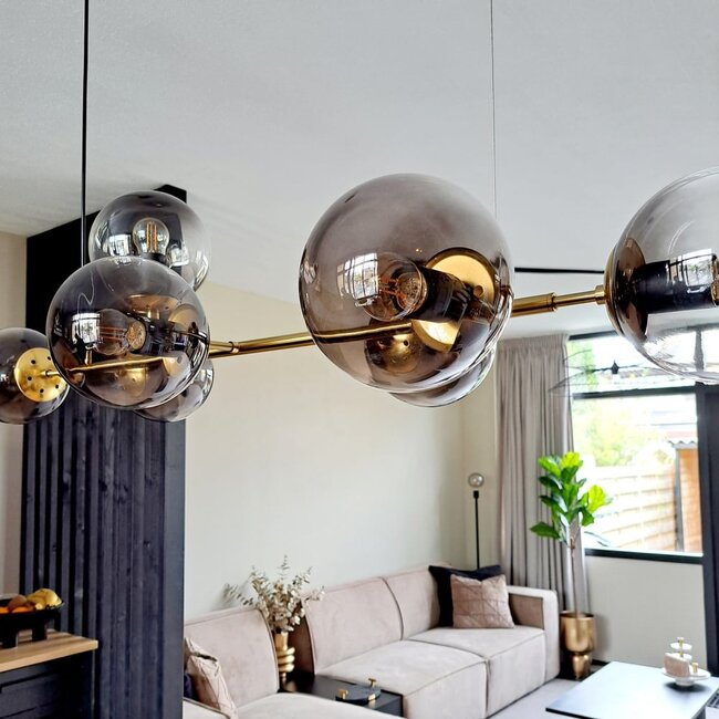 Sette designer pendant light with smoked glass globes