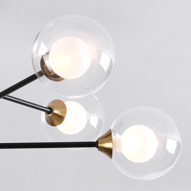 6-light designer ceiling light Aura - black and gold