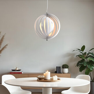 Designer pendant lighting in white iron, 1-light - Luana