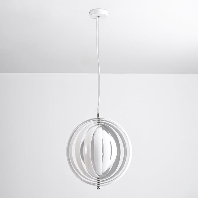 Designer pendant lamp in white iron, 1-light - Luana