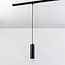 Luke 1-phase track tubular pendant light, black with matt diffuser