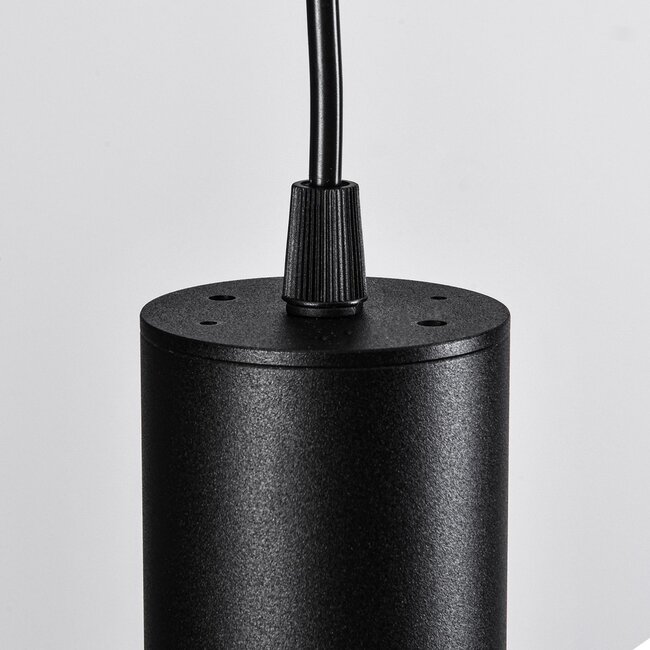Luke 1-phase track tubular pendant light, black with matt diffuser