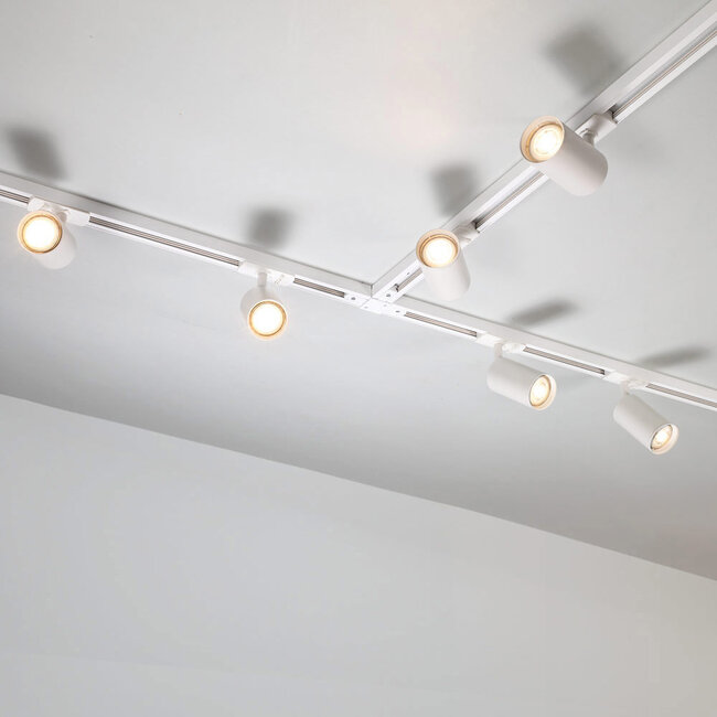 Modern 3-metre single-phase track lighting system with Jill spotlights - White