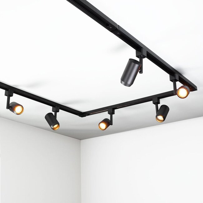 Industrial 1-phase 3-metre track lighting system with Claire spotlights - Ceiling rail