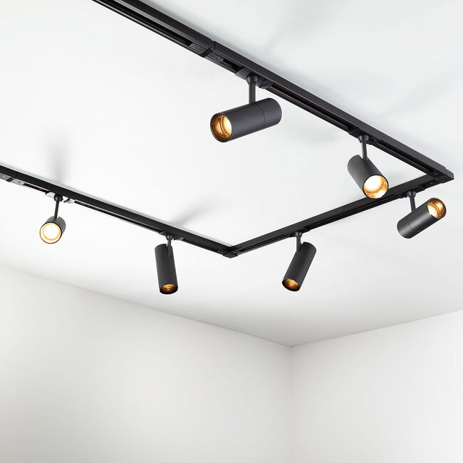 Modern 1-phase Track lighting system 1.5 metres with Liam spotlights - Black