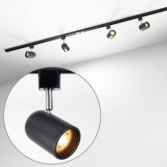 Modern 1.5 metre single-phase track lighting system with Collin spotlights - Black ceiling lights