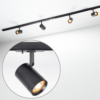Industrial 1-phase 1.5 metre track lighting system with Jamie spotlights - ceiling rail