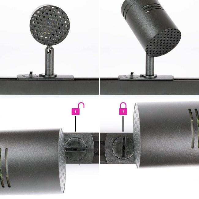 Industrial 1-phase 3-metre track lighting system with Jamie spotlights - Ceiling rail