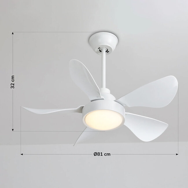 Ceiling fan Merel white with remote control including LED light