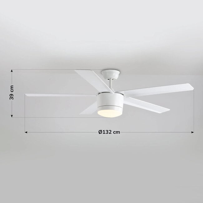 Modern Rico ceiling fan in White with remote control, including LED