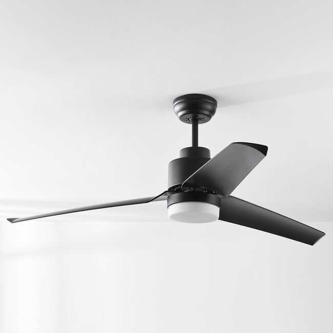 Black ceiling fan with remote control incl. LED - Akira
