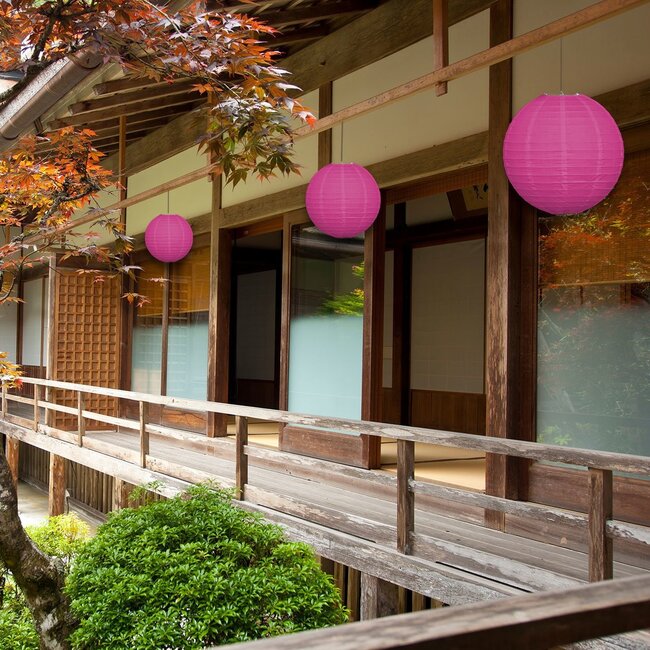 Fuchsia pink nylon lantern for outdoor use