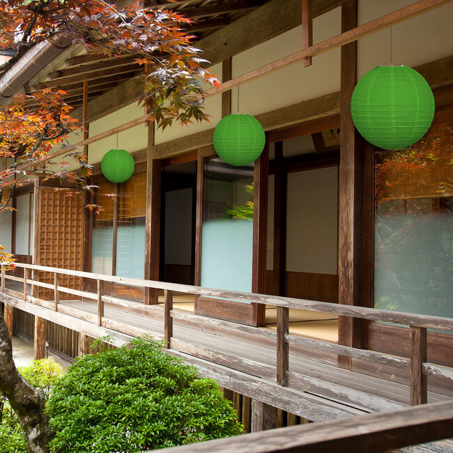 Green nylon lantern for outdoor use