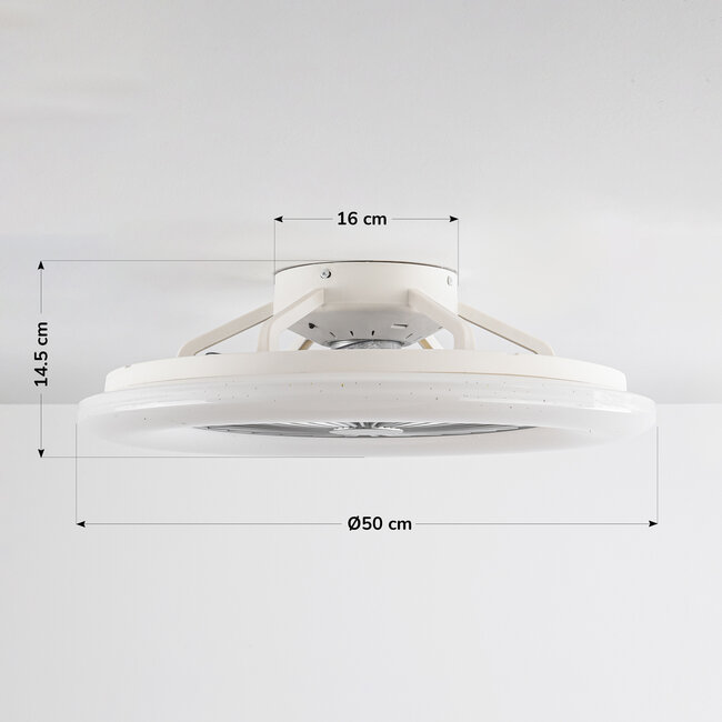 Smart ceiling fan, Warm white, with Wi-Fi and RGB function - Mira