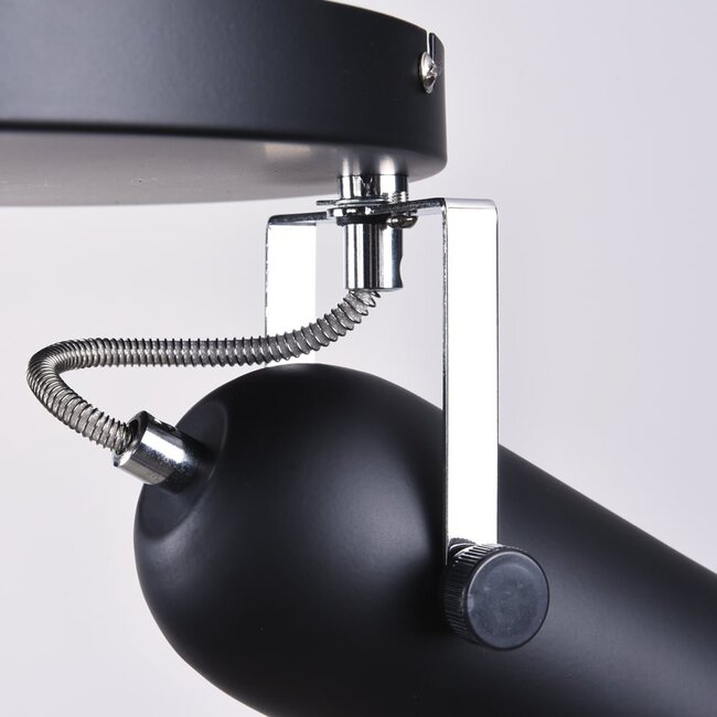 Modern Matt black with chrome ceiling spotlight, 3-light - Houston