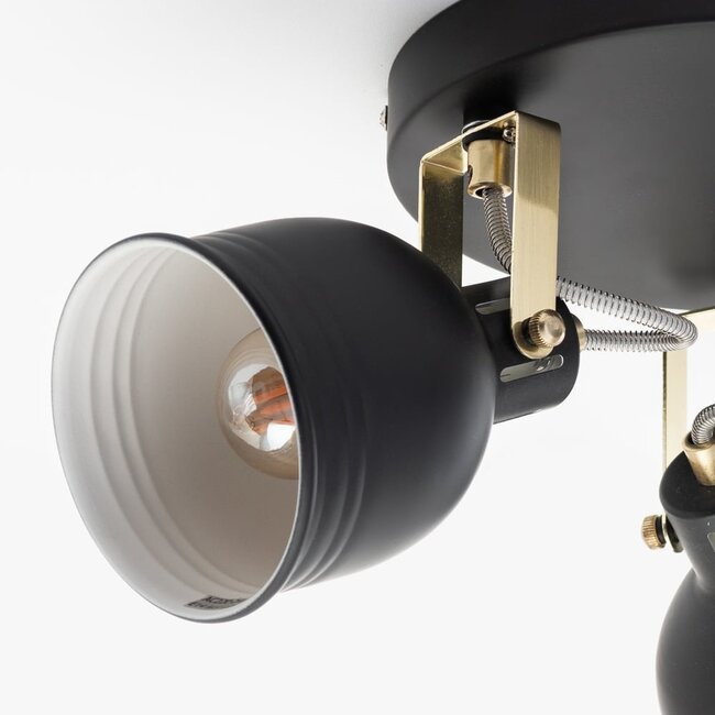 Modern 3-light Matt black ceiling lamp with white interior - Laredo