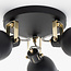 Modern 3-light Matt black ceiling lamp with white interior - Laredo