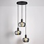 3-light pendant light Reno - matt black and smoked glass