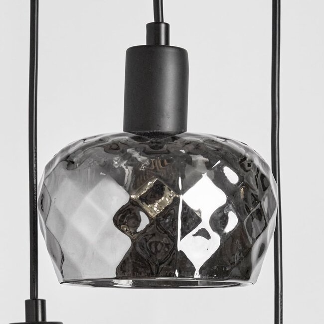 3-light pendant light Reno - matt black and smoked glass