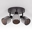 Matt black ceiling spotlight with smoked grey glass, 3 spotlights - Jersey