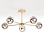 Industrial gold-coloured ceiling lamp with smoked glass and mirror effect, 5-light - Leah