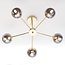 Industrial gold-coloured ceiling lamp with smoked glass and mirror effect, 5-light - Leah