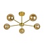 Modern gold-coloured ceiling lamp with amber-coloured glass, 5-light - Louisa