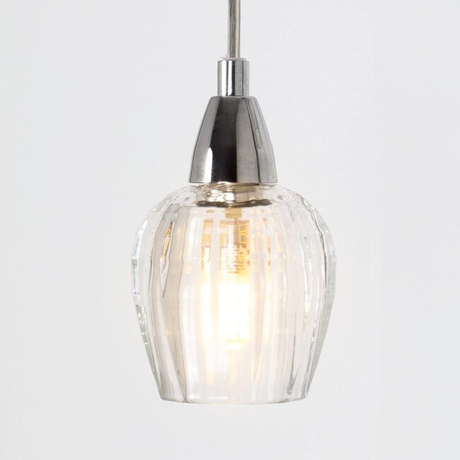 Chrome pendant lamp with transparent glass, 3-light - Virginia