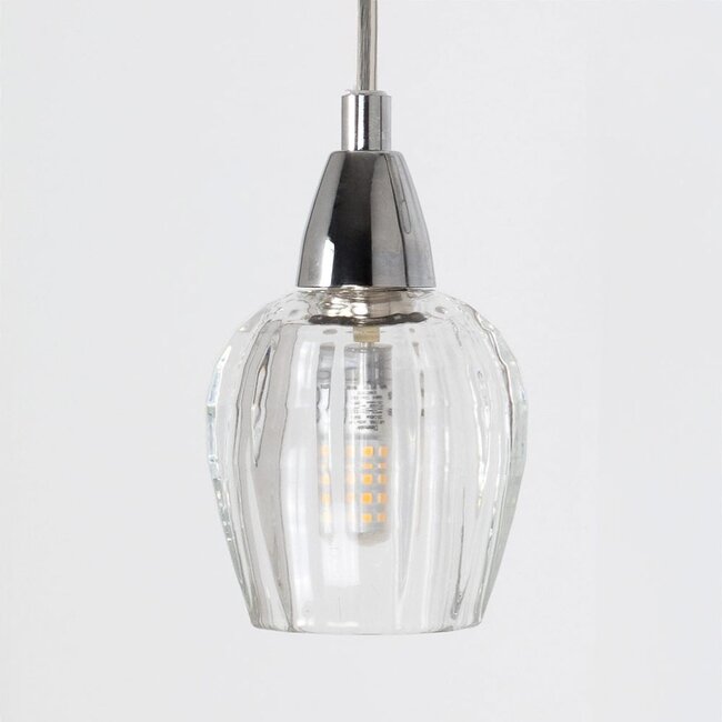 Chrome pendant lamp with transparent glass, 3-light - Virginia