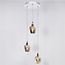 Industrial chrome pendant lamp with smoked glass, 3-light - Veronica