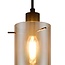 Matt black pendant lamp with smoked grey glass 5-light Texas