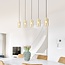 Modern Matt black and sand Gold pendant lamp with amber-coloured glass, 5-light - Seattle