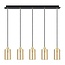 Modern Matt black and sand Gold pendant lamp with amber-coloured glass, 5-light - Seattle