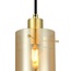 Modern Matt black and sand Gold pendant lamp with amber-coloured glass, 5-light - Seattle