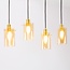 Industrial matt black and sand Gold pendant lamp with amber glass 4-light - Tuscon