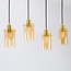 Industrial matt black and sand gold pendant lamp with amber glass 4-light - Tuscon