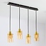 Industrial matt black and sand gold pendant lamp with amber glass 4-light - Tuscon