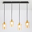 Industrial matt black and sand gold pendant lamp with amber glass 4-light - Tuscon