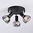 Modern matt black ceiling spotlight with smoked glass, 3-light - Atlanta