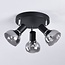 Modern matt black ceiling spotlight with smoked glass, 3-light - Atlanta
