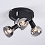 Modern matt black ceiling spotlight with smoked glass, 3-light - Atlanta