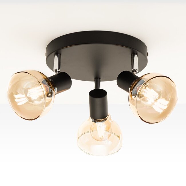 Ceiling spotlight with Amber glass, 3-light - Missouri