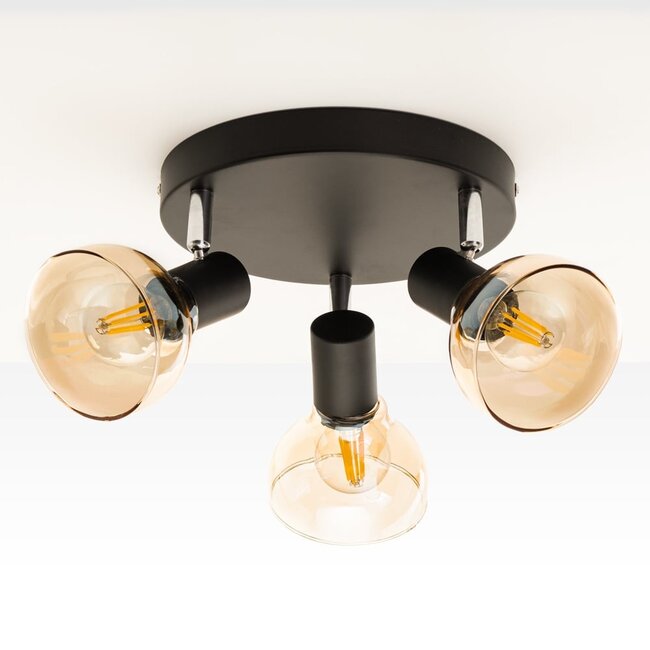 Ceiling spotlight with Amber glass, 3-light - Missouri