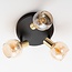 Ceiling spotlight Oakland 3-lights, matte-black with sand gold and amber glass