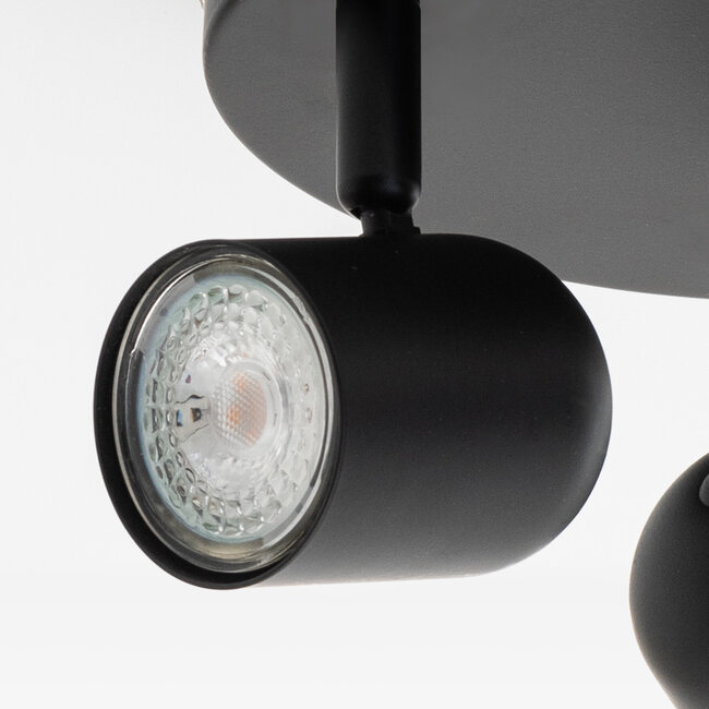 Matt black ceiling spotlight, 3-light - Caro