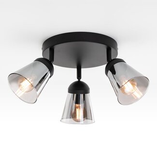 3-light modern ceiling spotlight Toledo - matt black and smoked grey